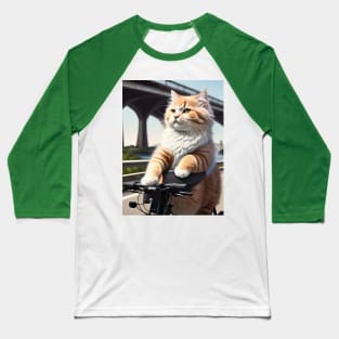 Cat on a Bicycle Baseball T-Shirt